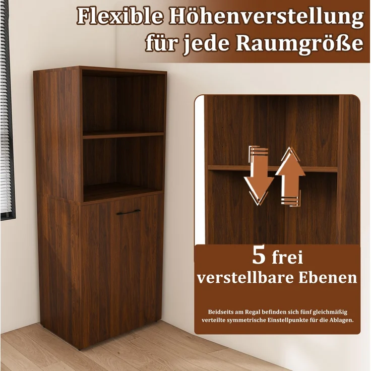 Schreibtisch mit ausziehbarer Tischplatte und Stauraum, 126x55x136 cm, Nussbaum – Bild 7