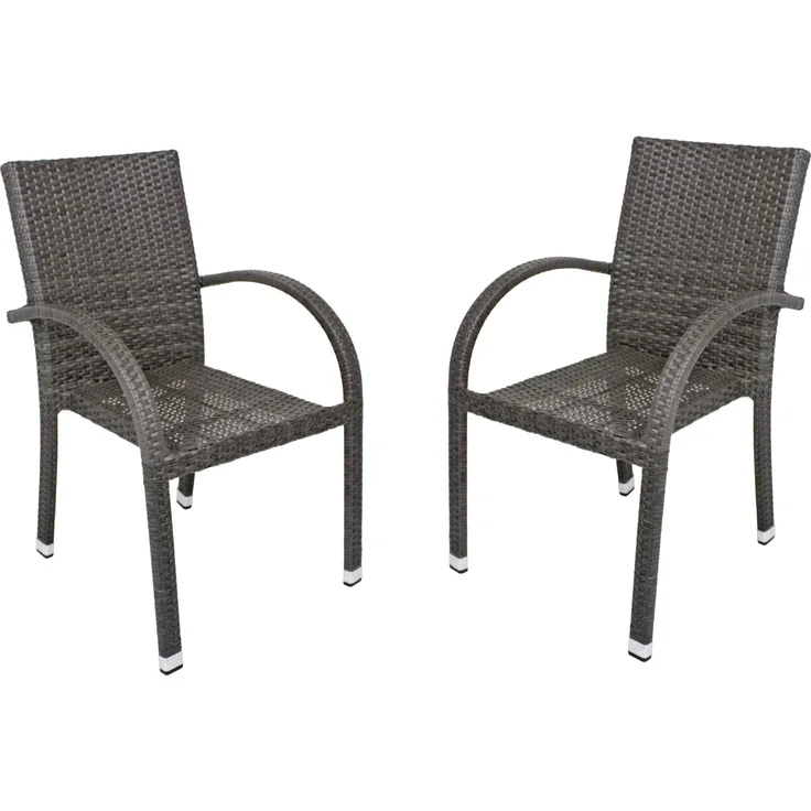 2x Stapelstuhl, ALU, Rattan-Optik, MODESTO