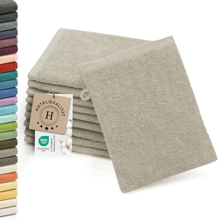 ZOLLNER Waschlappen, (10-St), dauerhaft strahlende Farben, weich, 16x21 cm, 100% Baumwolle, vom Hotelwäschespezialisten – Bild 2