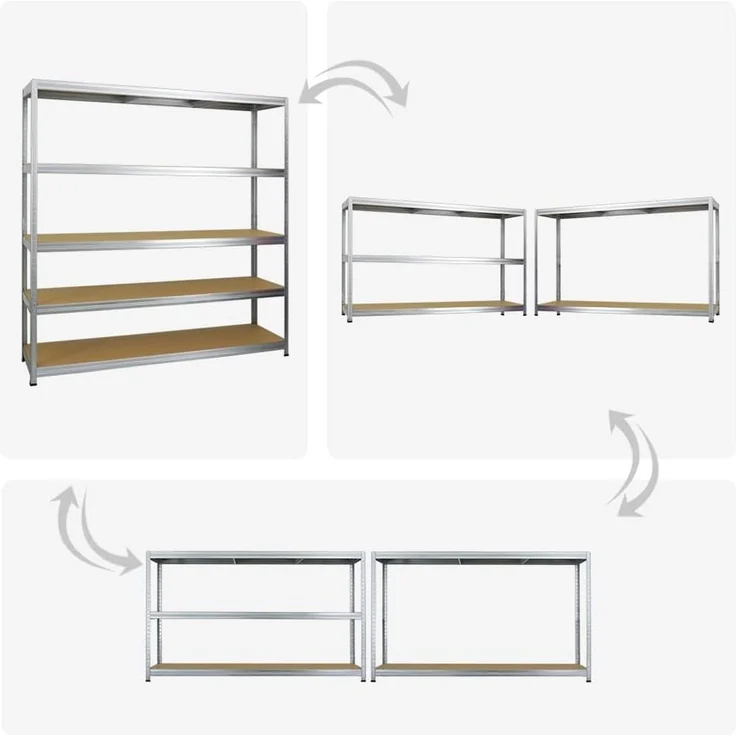 PROREGAL Mega Deal 3er-Set Schwerlastregal Giant Elephant 180 x 180 x 45 cm mit 5 Ebenen Fachlast 200kg Verzinkt, Kellerregal, Steckregal, Garagenregal, Lagerregal – Bild 6
