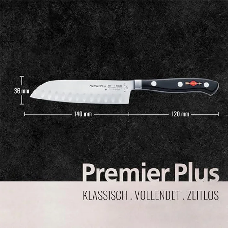 F. DICK Santokumesser Dick Santoku Küchenmesser Premier Plus Messer Klinge 14 cm X50CrMoV15 – Bild 3