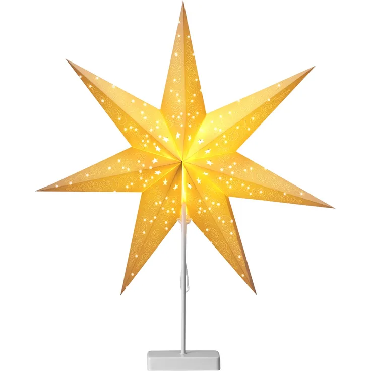 Casaria LED Weihnachtsstern mit Ständer Beleuchtet 60 cm creme Papierstern Weihnachten Weihnachtsdeko Leuchtstern Dekostern Adventsstern