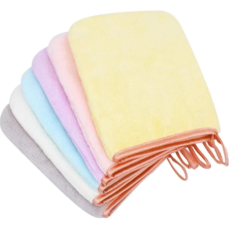 PHOGARY 6er Set Mikrofaser Waschhandschuhe Coral Fleece Badespaß Handtuch