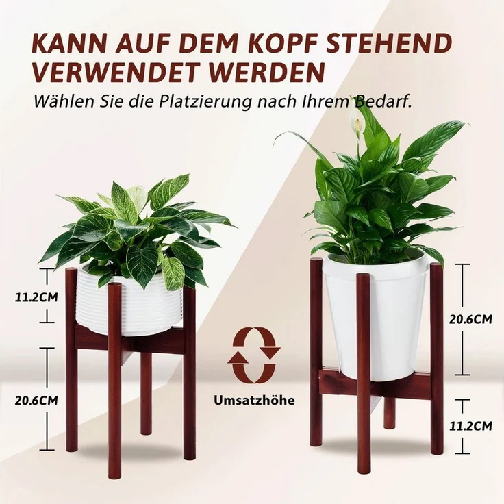 Bamworld Blumenständer Blumenhocker, Pflanzenhocker, Höhenverstellbar & Kippsicher (1 St), für verschiedene Blumentöpfe, höhe 37 cm – Bild 1