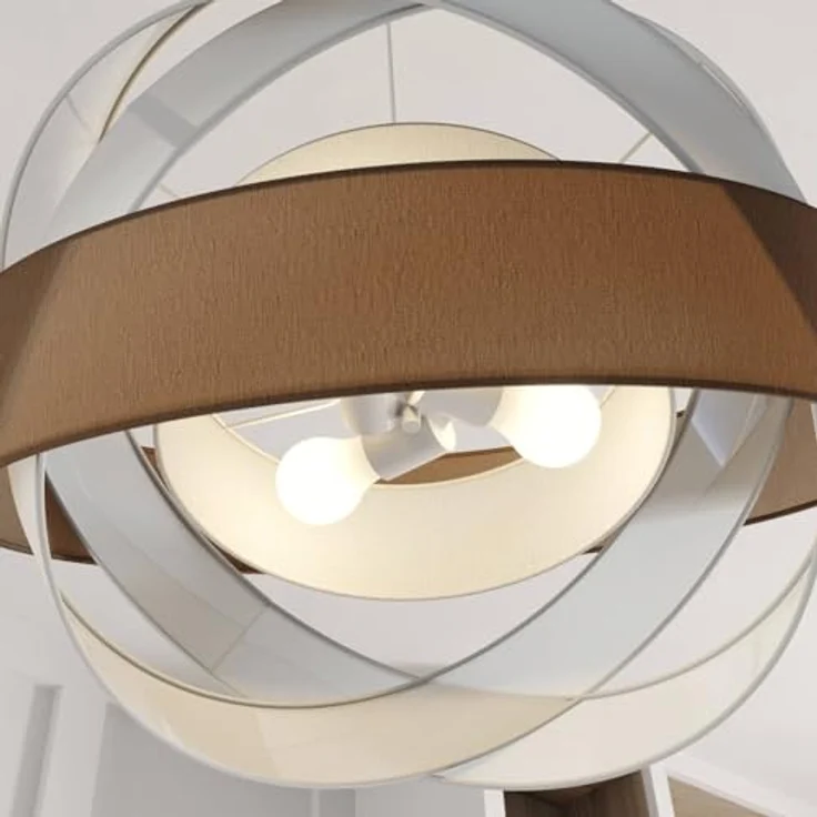 Lindby Simaria Stoffpendelleuchte, braun/grau/weiß, hochwertige Hängelampe für Wohnzimmer und Esszimmer – Bild 5