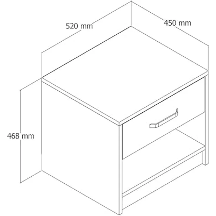 Dmora Nachttisch Graffias 52x45x46,8 cm Braun 1 Schublade 2 Böden – Bild 2