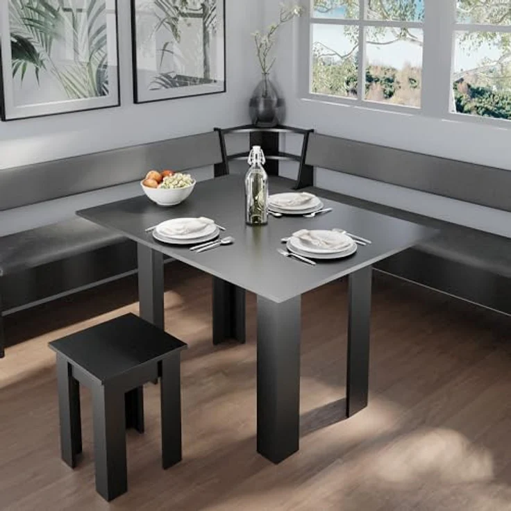 Vicco Eckbankgruppe 'Roman', Schwarz, Holzwerkstoff, 210x80x210 cm, inklusive Tisch für Esszimmer und gesellige Runden – Bild 5