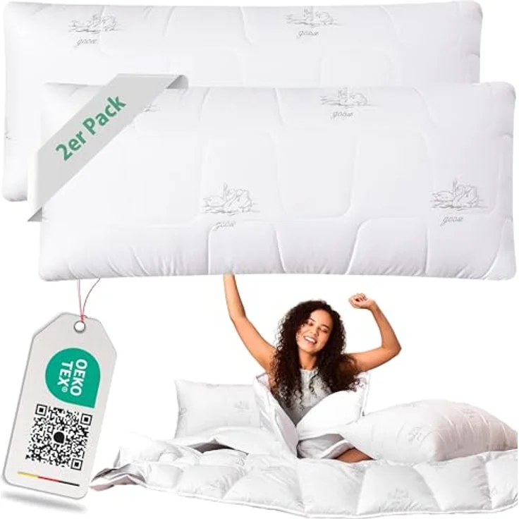 SEI Design Kopfkissen Kopfkissen Kissen Schlaftkissen 40x80 SWAN, Füllung: 100% Mikrofaser Polyester, Bezug: Mikrofaser, Rückenschläfer, Seitenschläfer, Bauchschläfer, Alternative zu Daunen – Bild 2