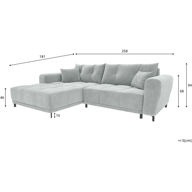 99rooms Massimo Ecksofa Cordstoff POSO Blau mit Schlaffunktion Links – Bild 3