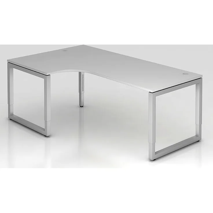 Winkeltisch O-Fuß eckig 200x120cm Nussbaum / Graphit