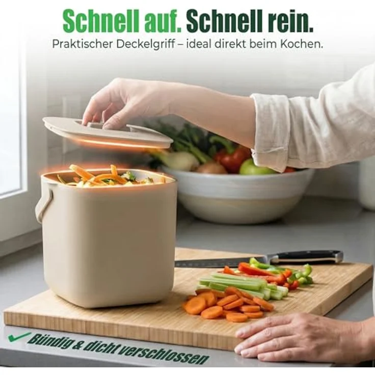 YourCasa Biomülleimer YourCasa® Biomülleimer Küche - Komposteimer für alltäglichen Biomüll, Mit Sieb, Spülmaschinenfest – Bild 5