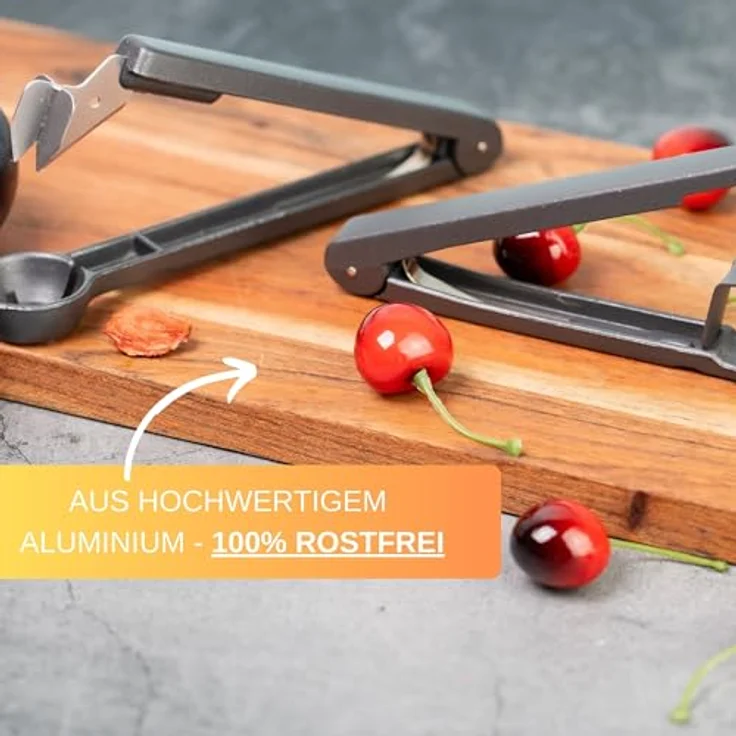 Thiru Entkerner mit robustem sternförmigen Entkernstößel, Kirsch-und Pflaumenentsteiner Set, Made in Germany, Sparset für Kirschen und Pflaumen – Bild 5