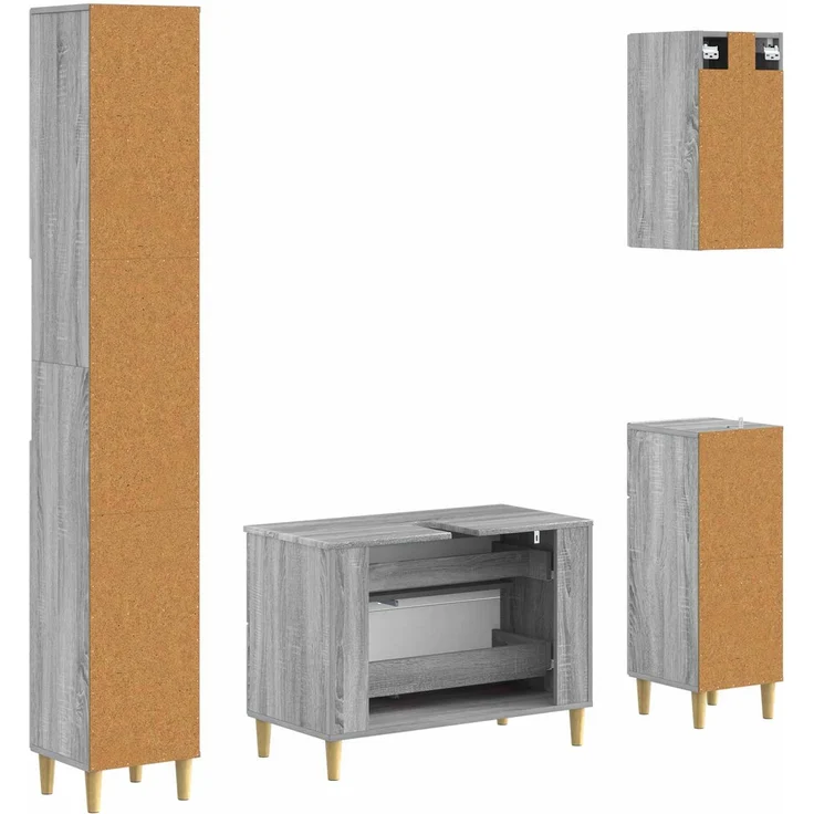 vidaXL 4-teiliges Badezimmer-Schrank-Set DELFT Sonoma-Grau 3417951 – Bild 6