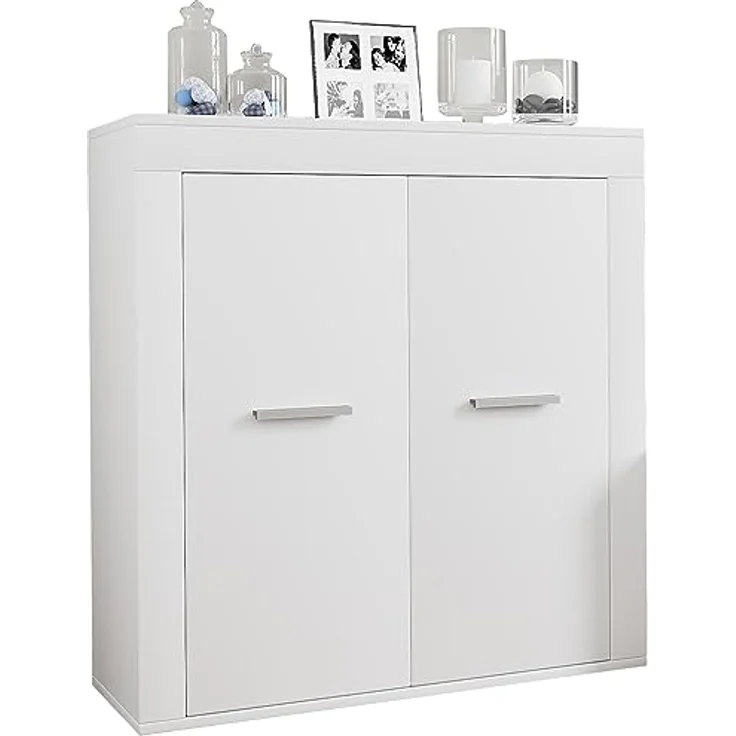 MID.YOU Wohnwand Usilo, Weiß, 4-teilig mit 5 Fächern, stehend und hängend, 242x159x37 cm, Kunststoff – Bild 4