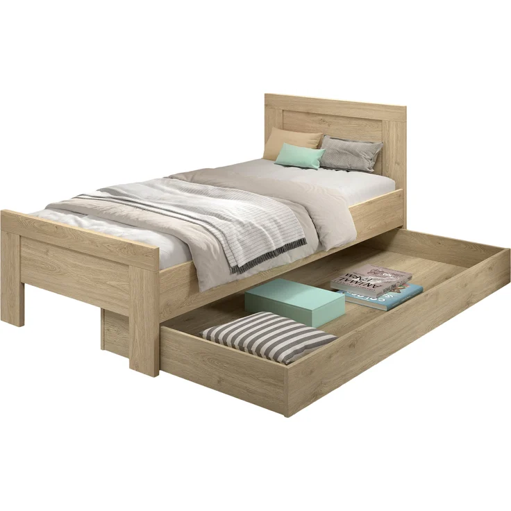 SAM Artikel-Set 2-tlg. best aus, Einzelbett, Bettschublade, Ausf. Eiche Melamin Dekor – Bild 2