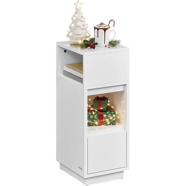 Vasagle Nachttisch (1 St.), schmaler Beistelltisch mit 2 Schubladen & offenem Fach