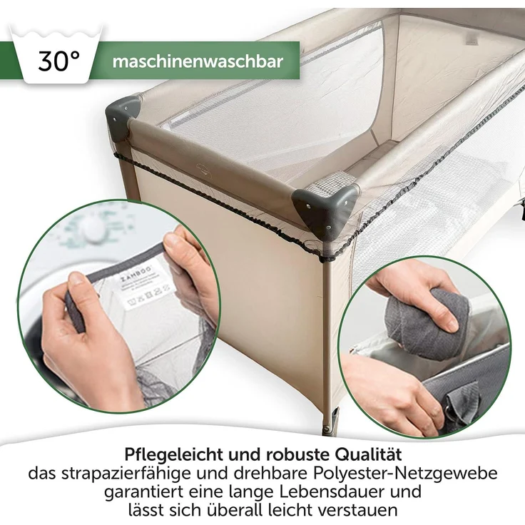 Zamboo Baby-Reisebett Universal - Grau, Insektenschutz / Mückennetz für Baby Reisebett Moskitonetz Babybetten – Bild 6