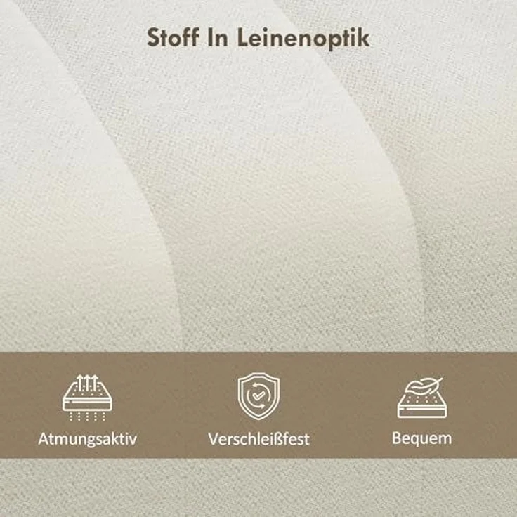 HOMCOM Polsterbank Bettbank mit Leinenoptik, Kanal-Tufting (Flurbank, 1-St, Sitztruhe), für Schlafzimmer, Wohnzimmer, Cremeweiß – Bild 5