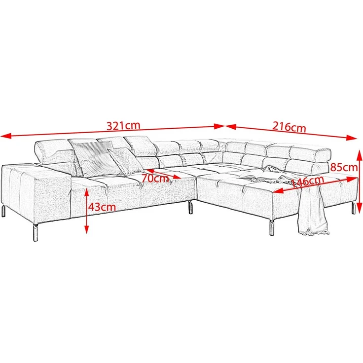KAWOLA Ecksofa NELSON, Sofa Velvet versch. Ausführungen und versch. Farben – Bild 2