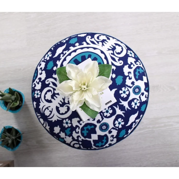 Hanah Home 'Sky - Blue, White' Pouffe, Blau / Weiß, 42 x 42 x 42 cm – Bild 2