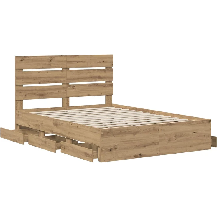 vidaXL Bed Frame with Storage and Headboard Artisan Oak 160 x 200 cm 3445810 – Bild 4