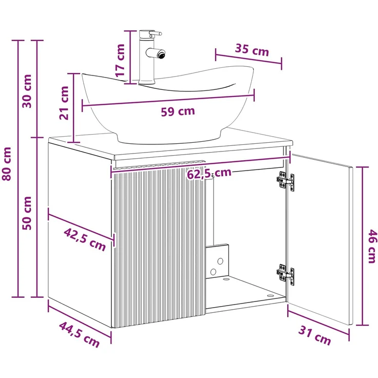 vidaXL Waschbeckenschrank Betongrau 62,5 x 44,5 x 80 cm Holzwerkstoff 3404343 – Bild 11