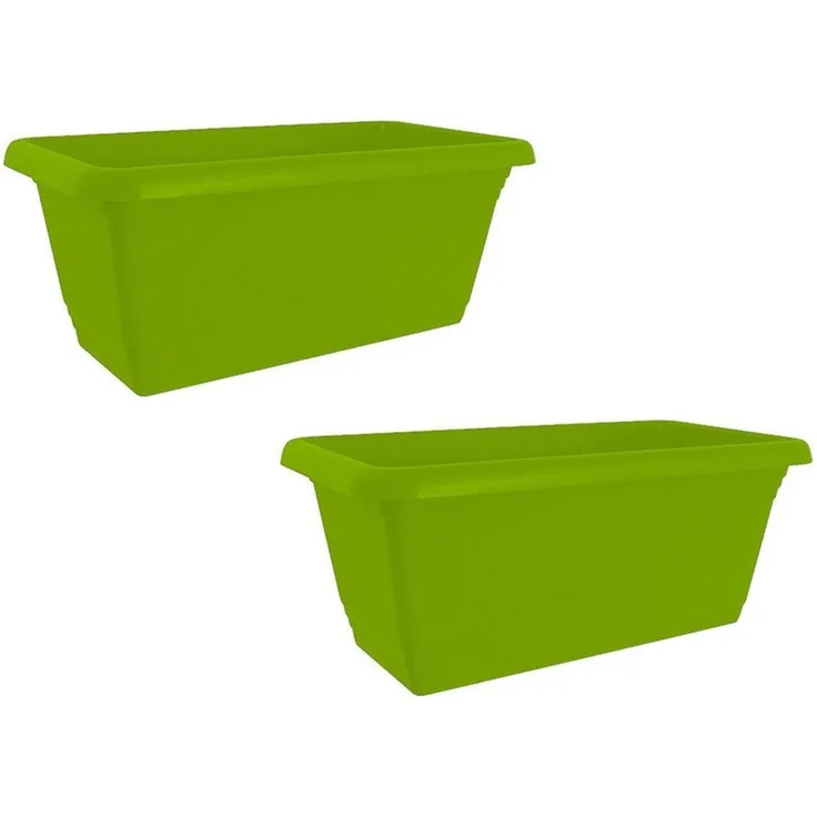 HTI-Living Blumenkasten Blumenkasten mit Wasserspeicher 40 cm 2er Set Grün (Set, 2 St, 2 Blumenkästen), Pflanztopf Pflanzschale