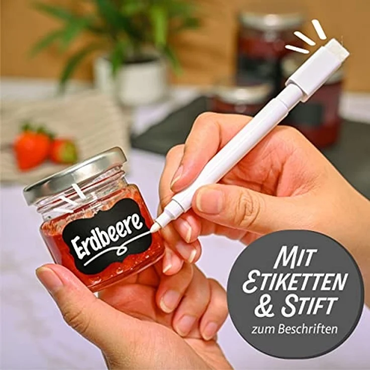 Praknu Einmachglas 24 Mini Gläser 50ml mit Deckel, Etiketten - Luftdichte Gläschen zum, Glas, (Set, 25-tlg), Mit Etiketten & Stift - Luftdicht - Spülmaschinenfest – Bild 2