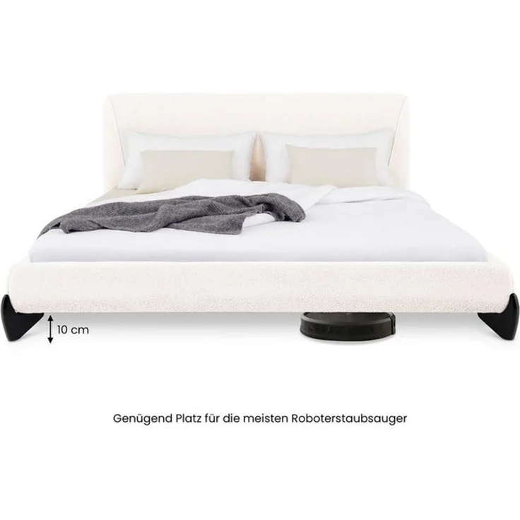 IDIMEX Polsterbett PATERNA, Doppelbett 180x200 cm mit Lattenrost und Polsterung Bouclé Stoff weiß – Bild 4