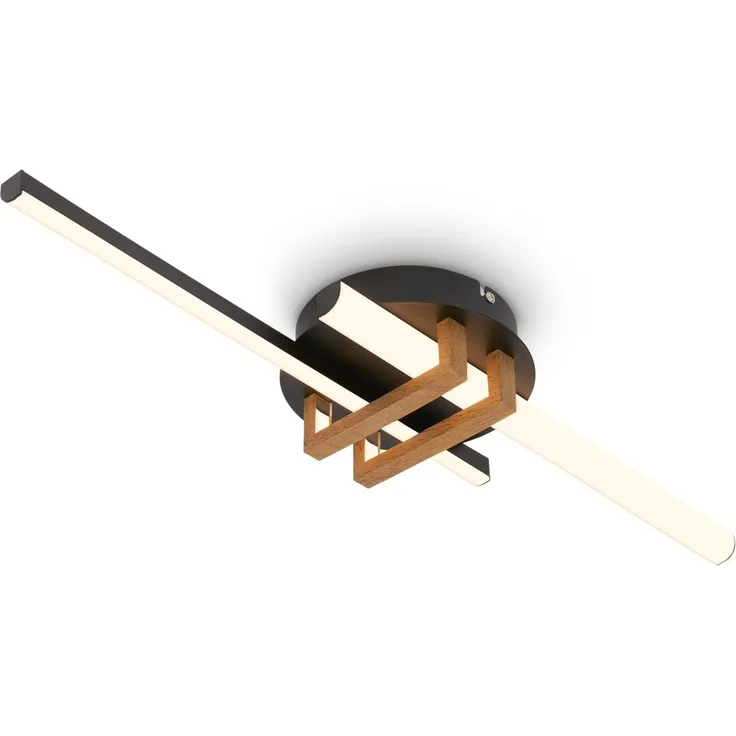 BRILONER - LED Deckenlampe mit warmweißem Licht, Eckprofile, LED Lampe, Deckenleuchte, Wohnzimmerlampe, Schlafzimmerlampe, Küchenlampe, Deckenbeleuchtung, Flurlampe, 58,5 x 16 x 7,5 cm, Schwarz-Holz