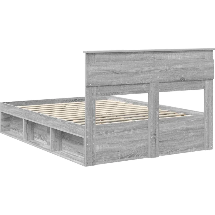 vidaXL Bettrahmen Graues Sonoma 150 x 200 cm Massives Kiefernholz 3409748 – Bild 8