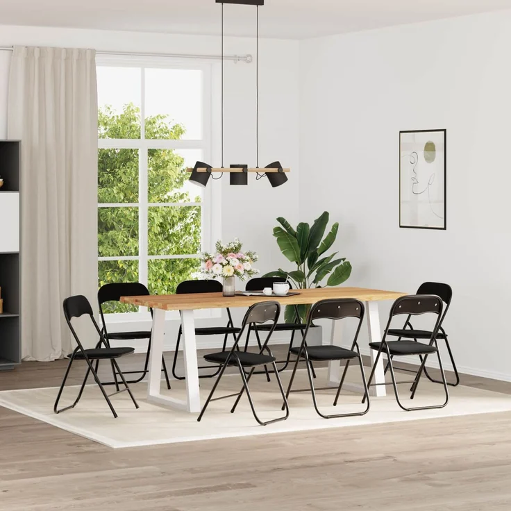 vidaXL Klappstuhl 8 pcs Schwarz 48 x 44 x 78 cm Samt 42029069 – Bild 1