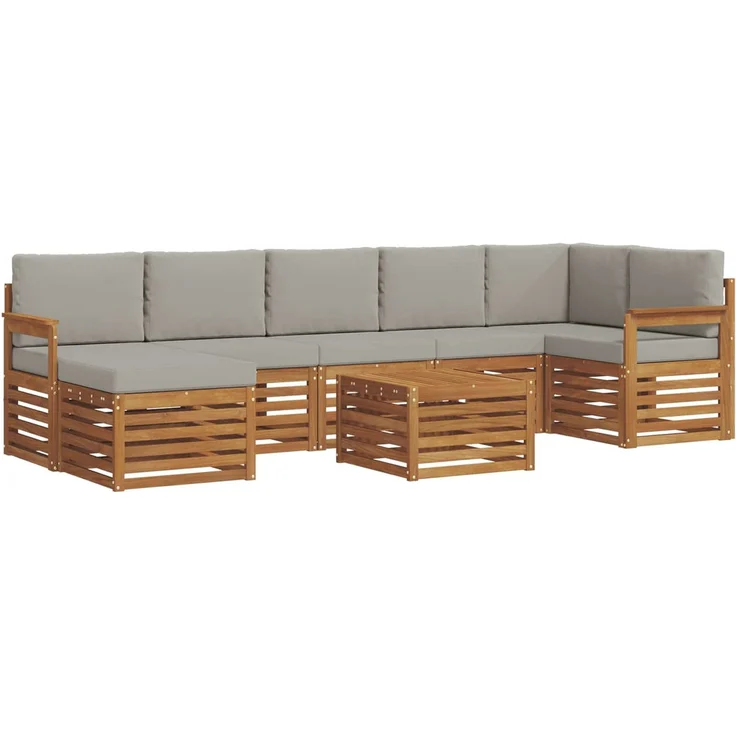 vidaXL Outdoor-Sofagarnitur 8 stk. 8-Sitzer Natur und Hellgrau 3375196 – Bild 2