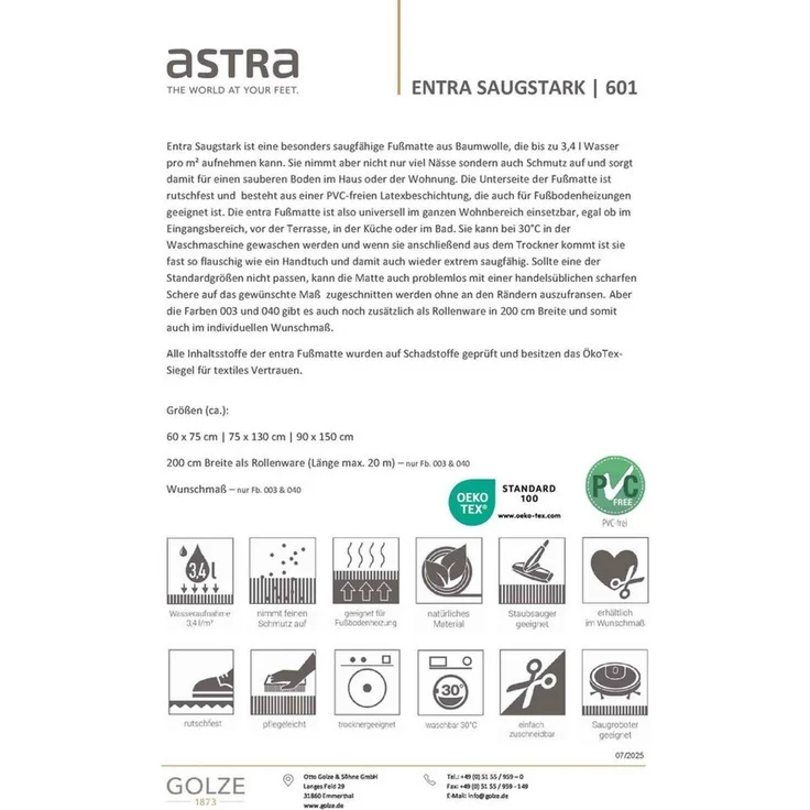ASTRA Läufer Saugstark 601, rechteckig, Höhe: 9 mm, In -und Outdoor geeignet – Bild 3