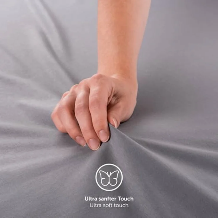 Blumtal® Baumwolle Spannbettlaken für Topper 180x200 cm Basics Jersey - Bettlaken 180x200 cm - Oeko-TEX zertifiziertes Spannbetttuch 180x200 - Topper Spannleintuch 180x200 - Betttuch - Dusk Blue – Bild 6