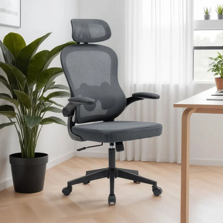 IDIMEX Drehstuhl JOBURG, Ergonomischer Netzrücken mit Lendenstütze – grau – Bild 1
