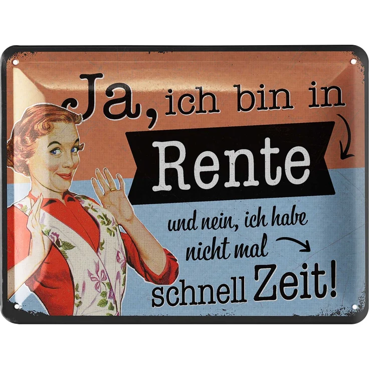 LANOLU Blechschild Rente Frau - 15x20cm – Metall – Mehrfarbig – 15185 – Bild 1