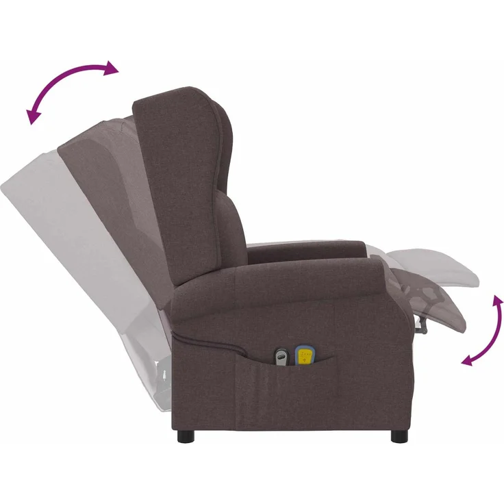 vidaXL Wing Back elektrischer Massagesessel Dunkelbraun Stoff 3460295 – Bild 8