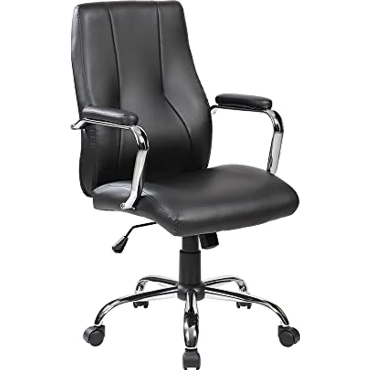 Rocada Ergonomischer Schreibtischstuhl | Bürostuhl | Stuhl mit Rollen und Armlehnen | Verstellbarer Stuhl | Schwarz – Bild 2