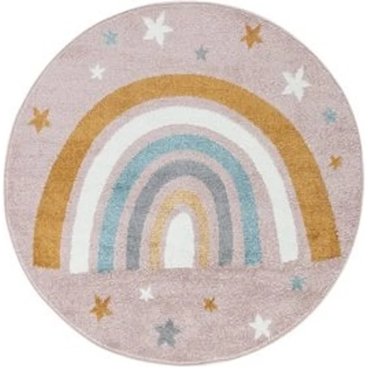 Jimri Kinderteppich DOT´S Teppiche für Kinderzimmer, Kinderzimmerteppich, Teppich, Rund, Regenbogen – Bild 6
