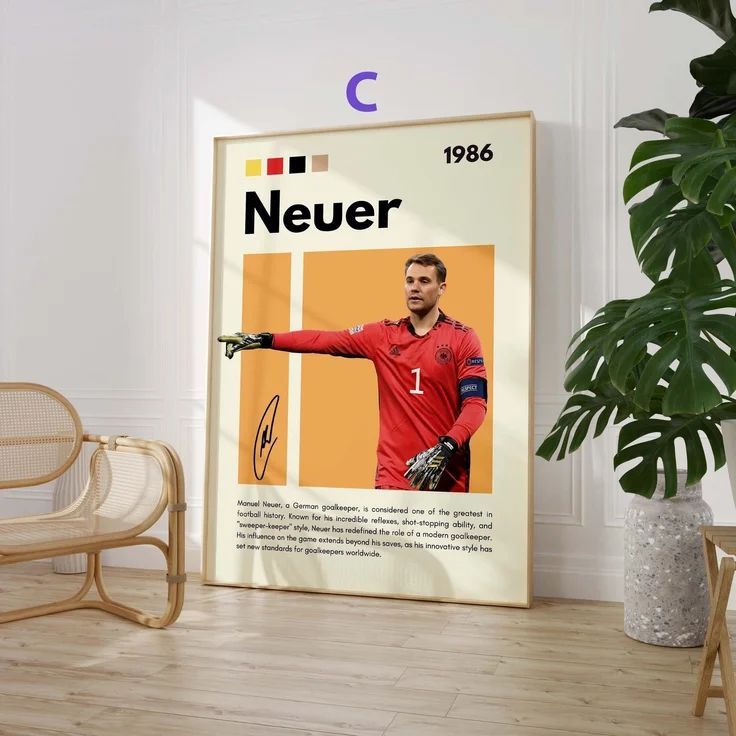 Fußball Legenden Poster · Ronaldo Benzema Neuer Beckham Ronaldinho Zidane · Sport Wanddeko · Dekoprint ohne Rahmen - C / 100 x 150 cm