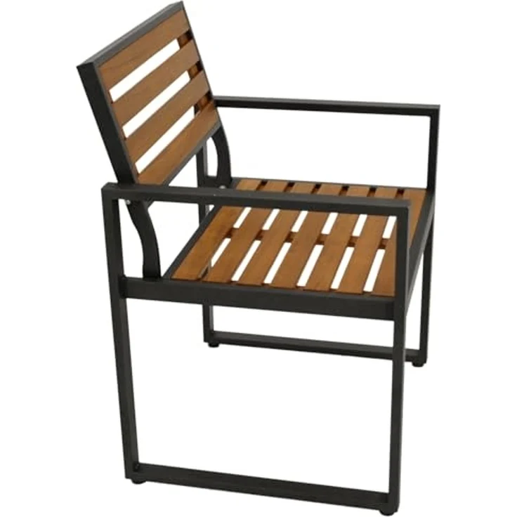 DEGAMO Garten-Essgruppe RAGUSA (1x Bank, 2x Sessel, 1x Tisch), (4-tlg), Metall anthrazit + Akazie, modernes Design – Bild 2