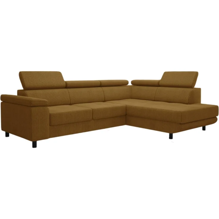 thematys Ecksofa LUNA L 250 x 183 cm, mit Schlaffunktion, mit Bettkasten, mit verstellbaren Kopfstützen, Senfgelb (Poso 01), Ausrichtung Rechts – Bild 2