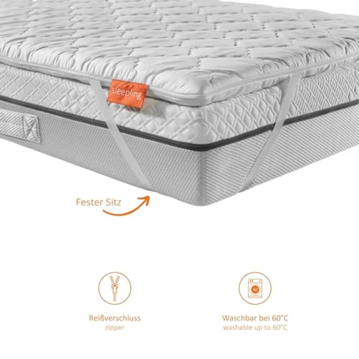 sleepling orthopädischer Kaltschaum Topper, 80 x 200 cm, 6 cm Komforthöhe, waschbarer Bezug, für alle Matratzen und Betten – Bild 5