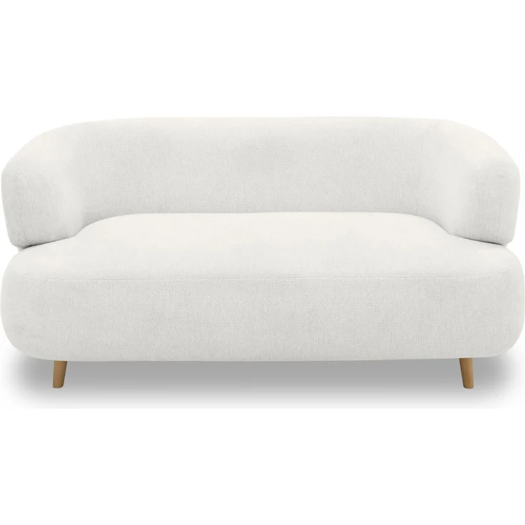 DOMO. collection Sofa 800014, 2-Sitzer Garnitur, runde Ecken, gepolsterte Rückenlehne, Holzfüße Eiche natur, 2er Couch, Polstergarnitur, 160 x 86 x 73 (BxTxH), weiß – Bild 2