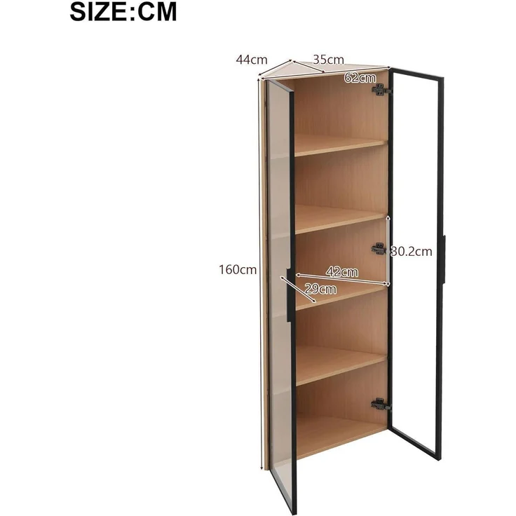 Glasvitrine Eckvitrine mit Tür aus Eiche und LED – Bild 2