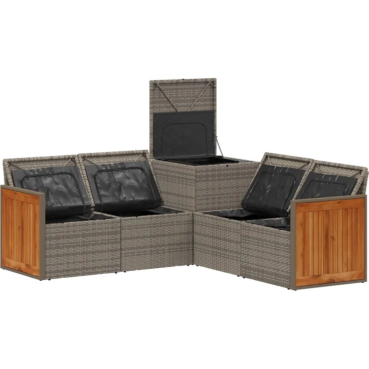 vidaXL Sofa Set 5 stk. Grau und Marineblau Polyrattan und Stahl 3447965 – Bild 6