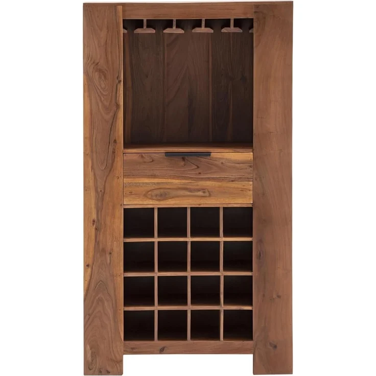 Highboard Osbon aus Massivholz mit Flaschenregal, Glasaufhängung und Schublade – Weinschrank für Wohnzimmer, Küche oder Hausbar – Bild 8