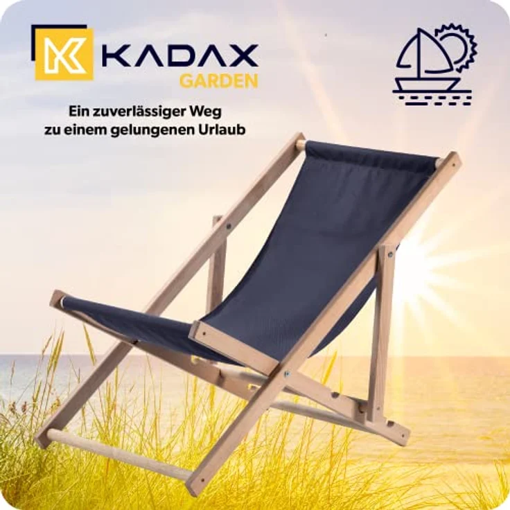Kadax Holzliegestuhl, Dunkelblau, klappbar, Buchenholz, 53x78 cm, für bis zu 120 kg, UV- und feuchtigkeitsresistent, modernes Design – Bild 3