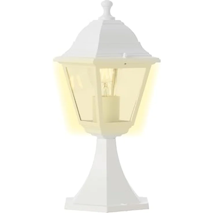 Brilliant spritzwassergeschützte Pollerleuchte - Sockelleuchten für Außen - 1x E27 max. 40W - für den Garten aus Metall/Glas, in weiß - 37 Höhe – Bild 2